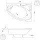 KOLO SUPERO ванна 150*100 см, асиметрична, права, з ніжками SN14, Польша (5536000)