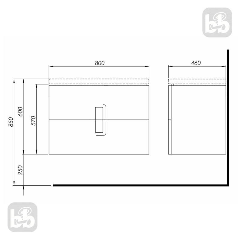 KOLO TWINS шафка під умивальник 80см, з двома ящиками, білий глянець (пол.), Польща (89553000)