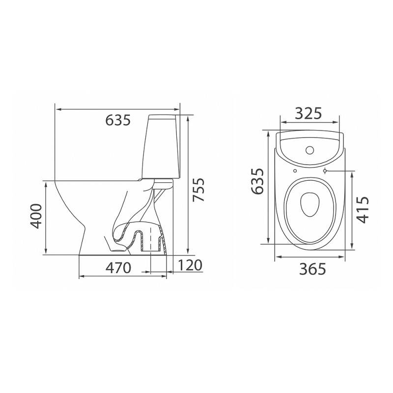 KOLO RUNA унітаз-компакт підлоговий, вертикальний випуск бачок 3/6л. нижнє підведення, сидіння Duroplast, Украина (L89206100)
