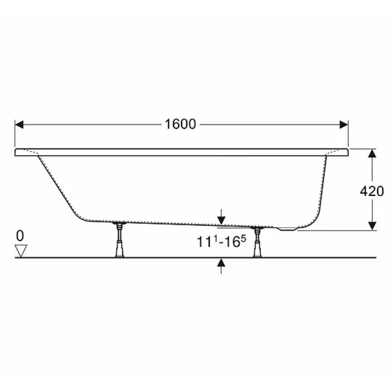 KOLO SUPERO ванна 160х70 см, прямоугольная, с ножками SN14, Польша (5342000)
