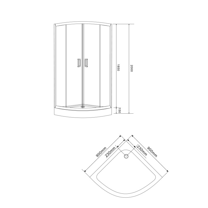 EGER TISZA BN душевая кабина 90*90*200см, на мелком поддоне (артикул 599-0909R), профиль черный, стекло "Negy", (599-021BN)