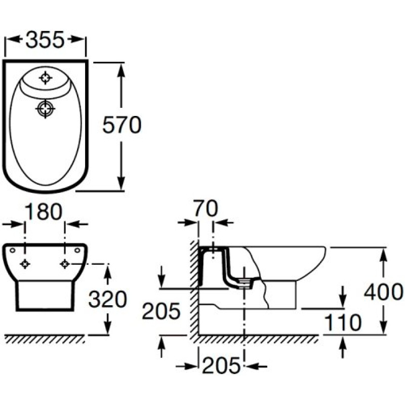 ROCA DAMA SENSO біде підвісне з кришкою, (A357515000+A806510004)