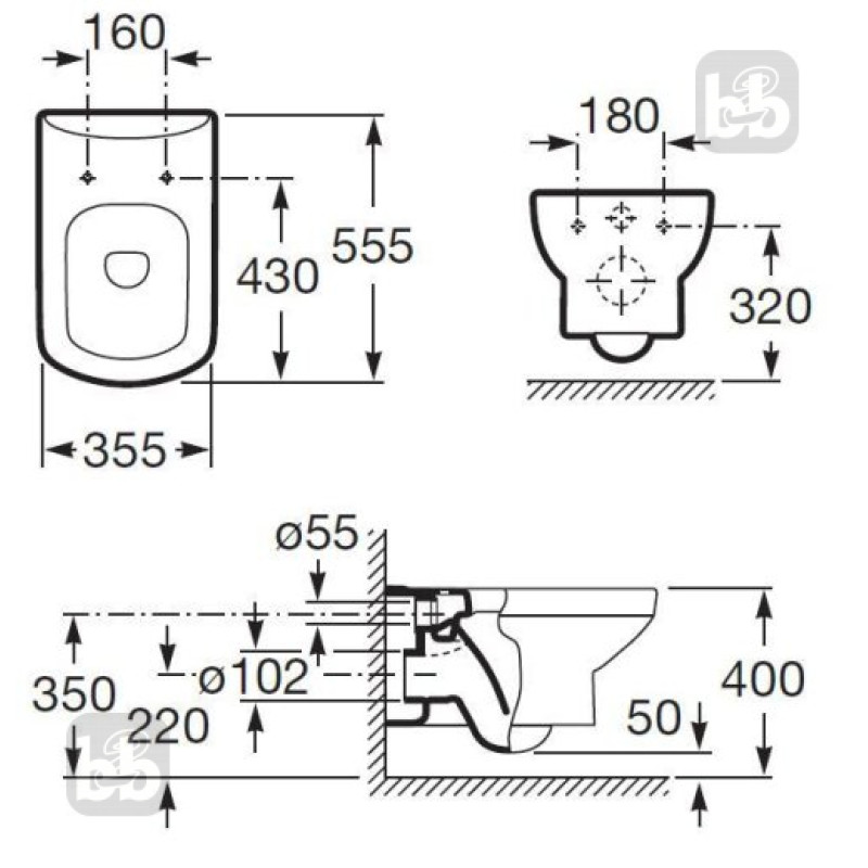 ROCA Комплект:DAMA SENSO унитаз подвесной + сиденье, с системой плавного опускания, (A346517000+A801512004)