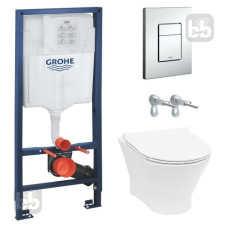 ROCA Набор инсталляционный: NEXO Rimless унитаз подвесной, с сиденьем+ RAPID SL 3в1 инсталяционнаясистема для подвесного унитаза, без, (A34H64L000+38772001)