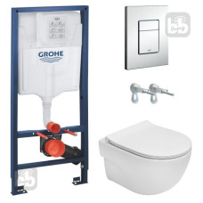 ROCA Набор инсталляционный: MERIDIAN Rimless унитаз подвесной 48см, CPT, с сиденьем Slim + 38772001 RAPID SL 3в1 инсталяционнаясистема для подвесного уни, (A34H242000+38772001)