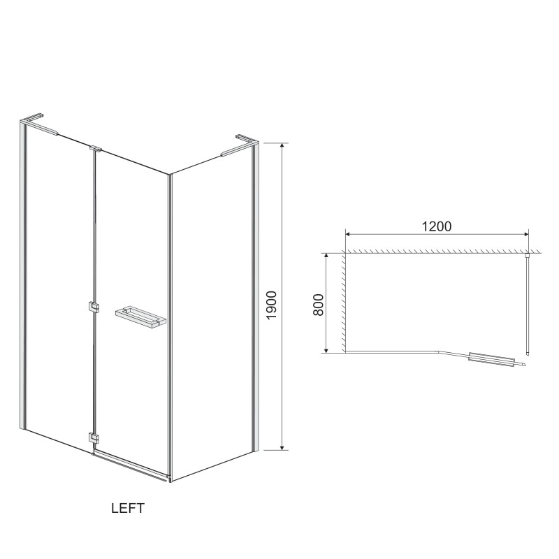 EGER MKA душевая кабина прямоугольная 120*80*190см (стекло+двери), распашная, стекло прозрачное 6мм, правая (3 коробки), (599-330TR/1R)