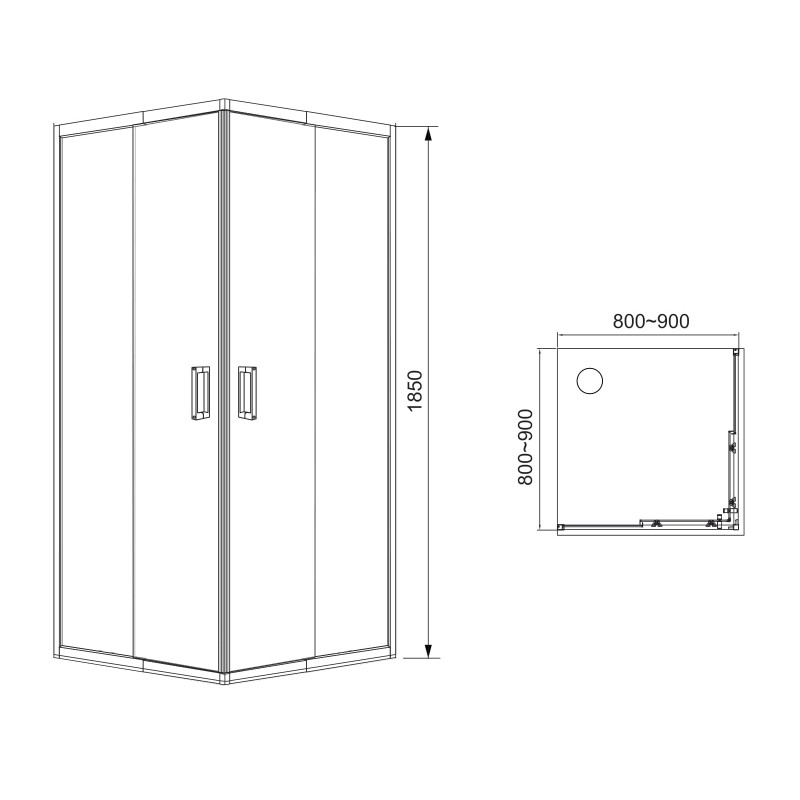 EGER VI`Z квадратна душова кабіна 80~90*185см, регульований білий профіль, скло Zuzmara (скло+двері), (599-005/1)