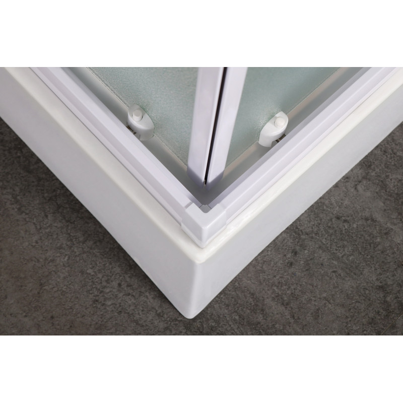 EGER VI`Z квадратна душова кабіна 80~90*185см, регульований білий профіль, скло Zuzmara (скло+двері), (599-005/1)