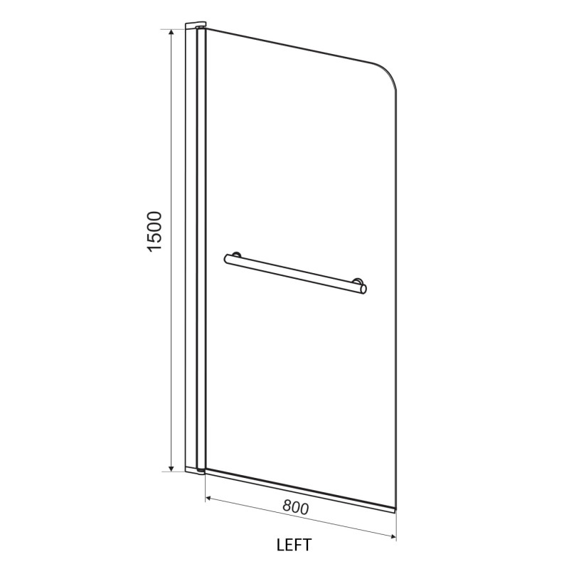 EGER Штора на ванну 80х150, скло прозоре, ліва, 
Занавеска для ванны 80х150, стекло прозрачное, левая, (599-02L)