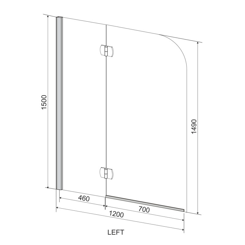 EGER Шторка на ванну 120*150 см, права, профиль хром, (599-120CH/R)