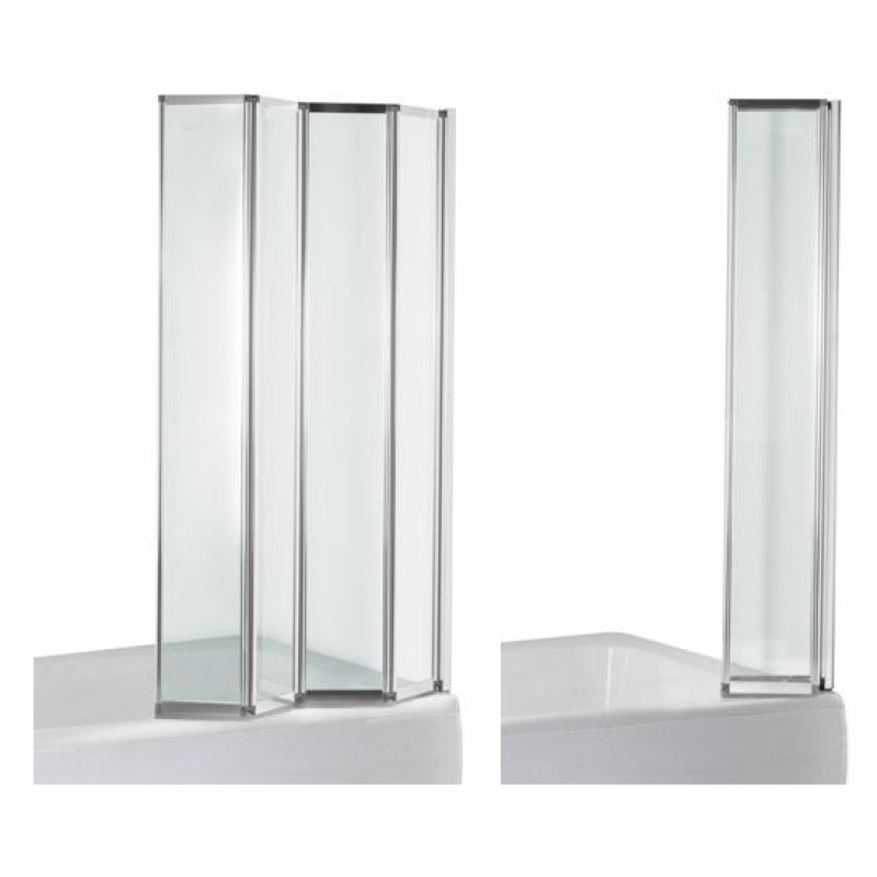 EGER Шторка-гармошка на ванну 89*140см, прозрачное стекло 5мм, профиль хром, (599-110)