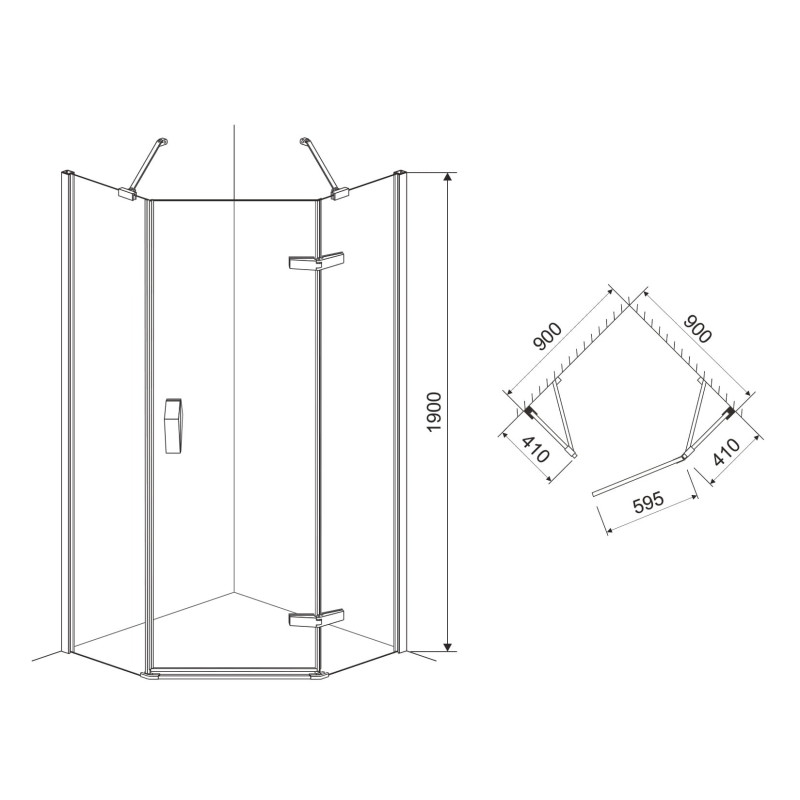 EGER STEFANI душова кабіна 90*90*190см п`ятикутна (скло+дверi)- ВИПИСУВАТИ З КОМПЛЕКТОМ 599-535/3, 
STEFANI душова кабина 90*90*190см пятиугольная (стекло+двери) - ЗАКАЗЫВАТЬ С КОМПЛЕКТОМ 599-535/3, (599-535/1)