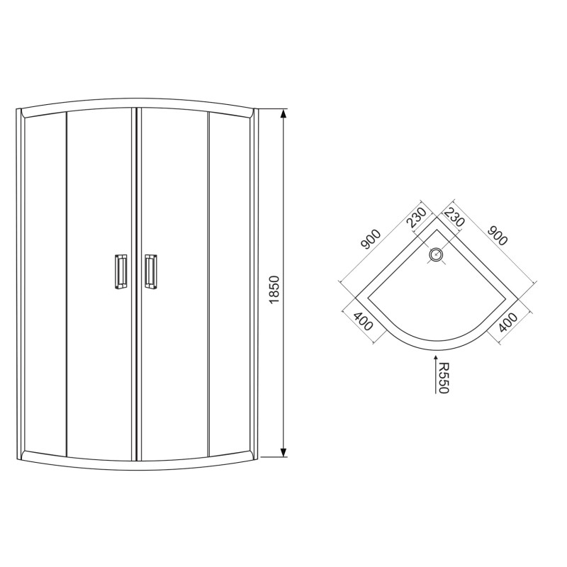 EGER TISZA душова кабіна 90*90*185см (скло+двері), профіль білий, скло Zuzmara, (599-021/1)