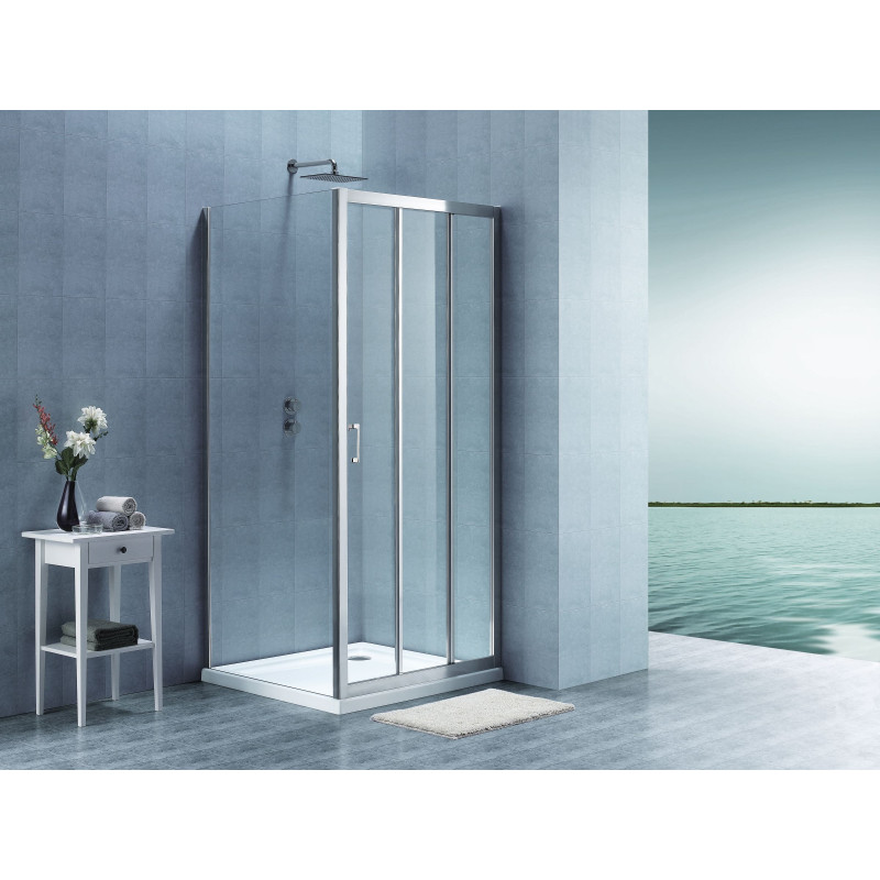 EGER LEXO душова кабина 100*80*195см з 3х секційними розсувними дверима, прозоре скло 6мм, хром, (599-811/1)