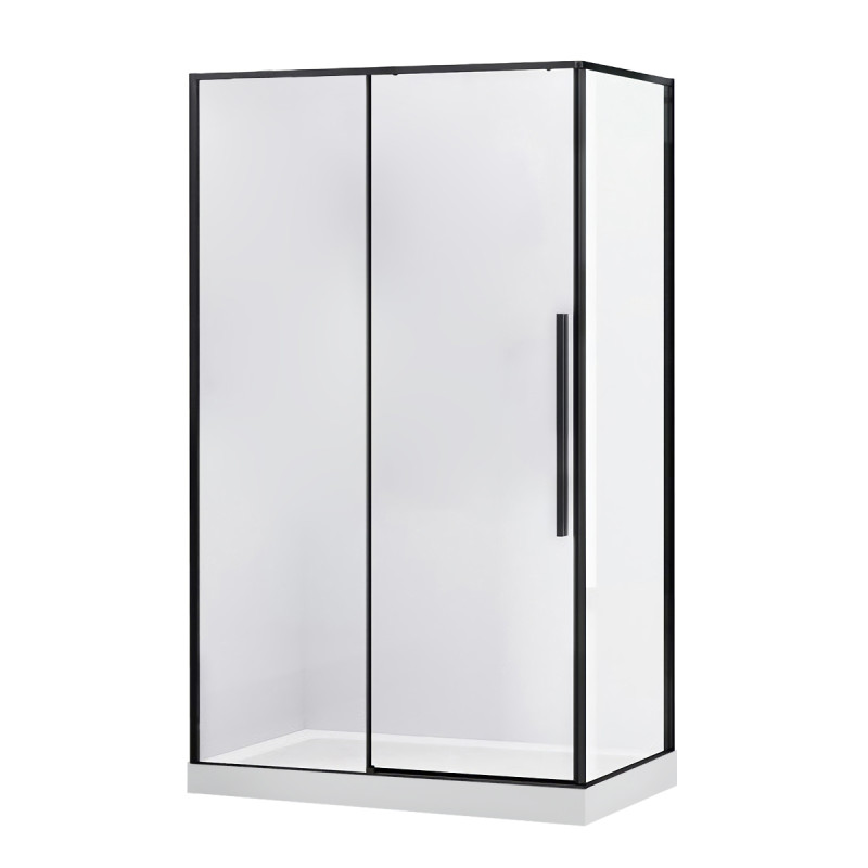 EGER A ЛАНЬ душевая кабина 80*120*208,5 см прямоугольная, реверсивная (на поддоне 13,5 см) двери раздвижные, стекло прозрачное, ЭГЕР (599-550 Black)