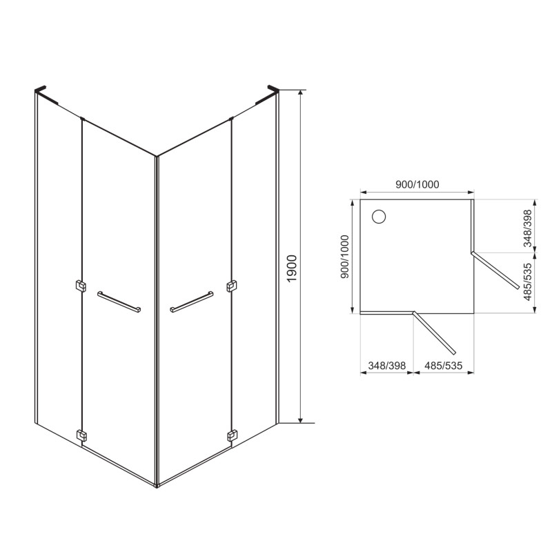EGER RUBIK душевая кабина 100*100*190см квадратная (стекло+двери), распашная дверь, стекло прозрачное 8мм, (599-334/1(2 коробки))
