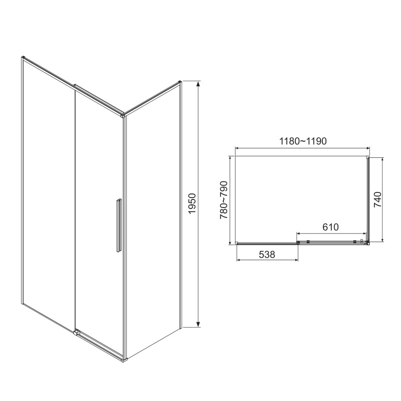 EGER A LÁNY душевая кабина 80*120*195 см прямоугольная, реверсивная (стекла+двери), дверь раздвижная, стекло прозрачное 6 мм, (599-550/1 Black)