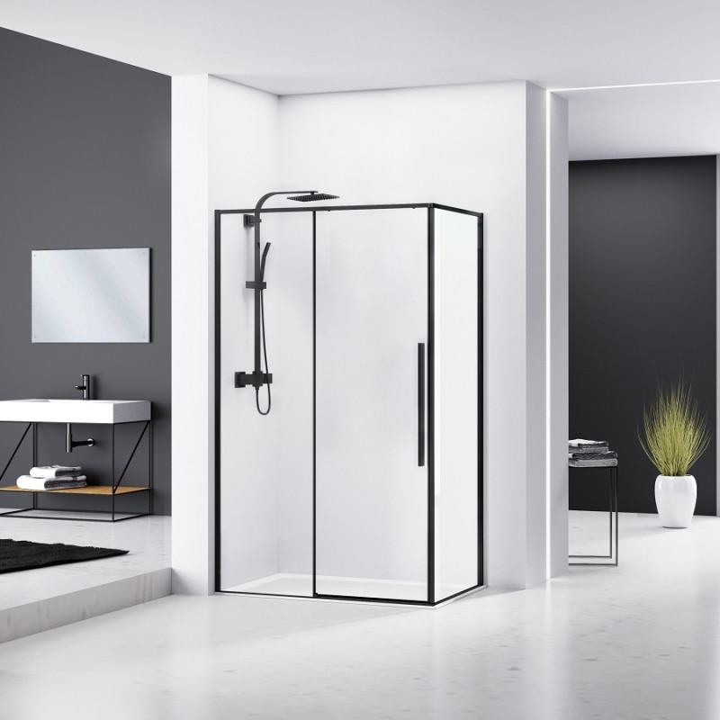 EGER A LÁNY душевая кабина 80*120*195 см прямоугольная, реверсивная (стекла+двери), дверь раздвижная, стекло прозрачное 6 мм, (599-550/1 Black)
