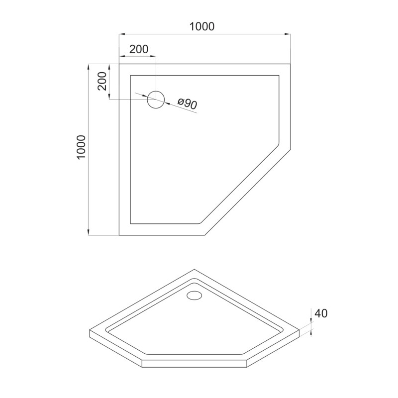 EGER STEFANI поддон 100*100*4см пятиугольный, акриловый, с сифоном, (599-535-100/2)