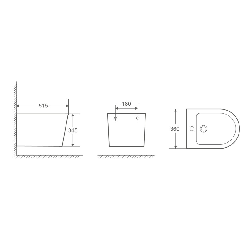 VOLLE LUGO біде підвісне, чорний мат, (1348.161004)