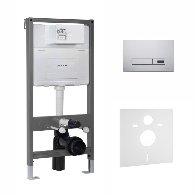VOLLE MASTER EVO SENSOR комплект інсталяції для унітазу 4в1 (інсталяція, кріплення, прокладка, клавіша LARGO EVO SENSOR cromo), (2220.010301)