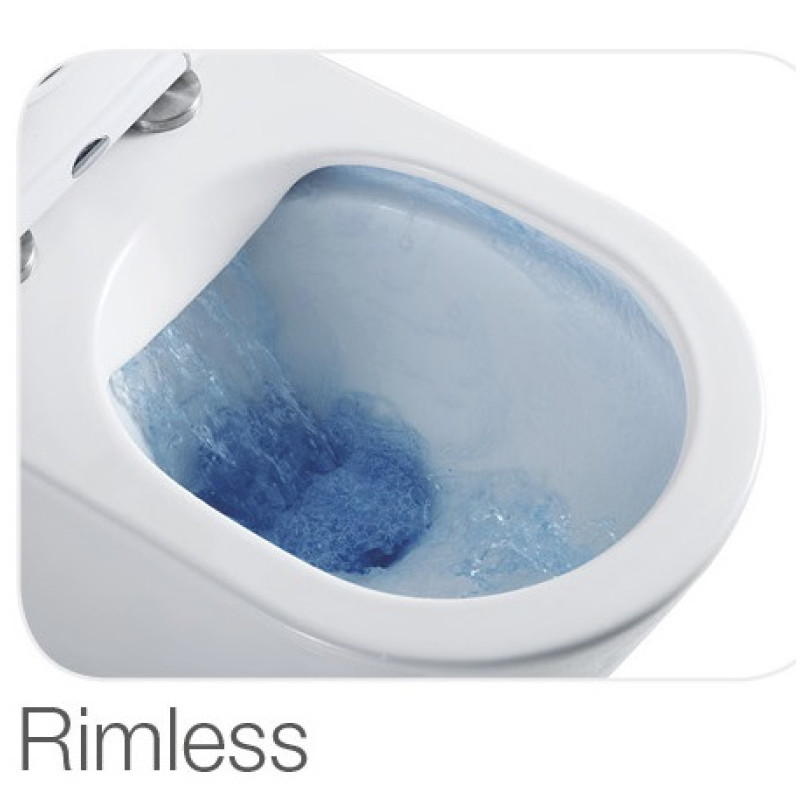 VOLLE Рамиро Rimless компакт 60,5*34*80,5 см напольный, горизонтальный выпуск, нижний подвод, бачок 3/4,5 л, сиденье Slim slow-closing, ВОЛЛЕ (1388.002007)