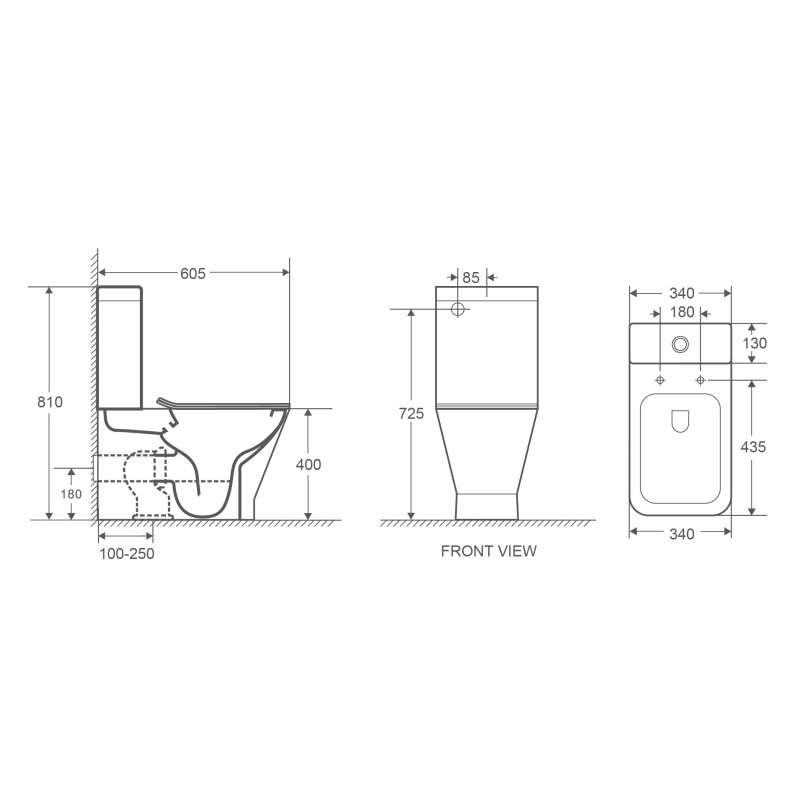 VOLLE Рамиро Rimless компакт 60,5*34*80,5 см напольный, горизонтальный выпуск, нижний подвод, бачок 3/4,5 л, сиденье Slim slow-closing, ВОЛЛЕ (1388.002007)