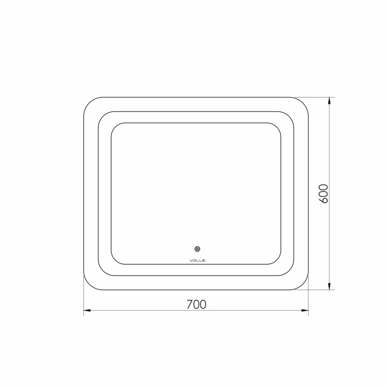 VOLLE LUNA TANGA дзеркало підвісне прямокутне 60*70см, з підсвічуванням по контуру, із сенсорним вимикачем, (1648.52126700)