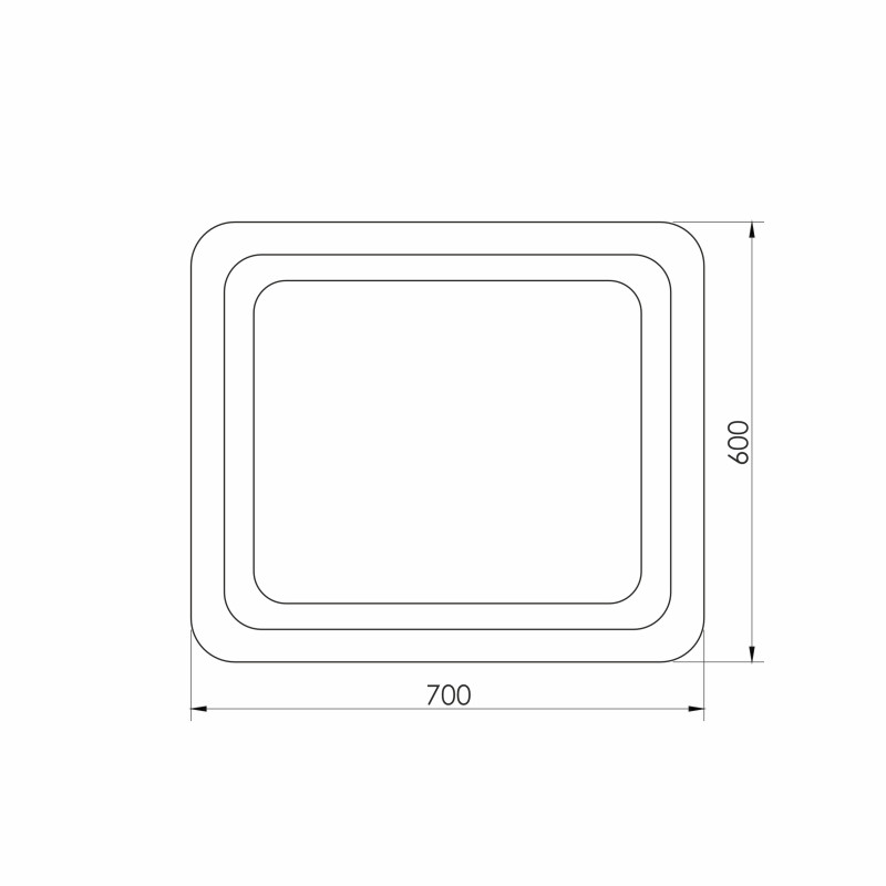 VOLLE LUNA TANGA дзеркало підвісне прямокутне 60*70см, з підсвічуванням по контуру, з кнопковим вимикачем, (1648.52116700)