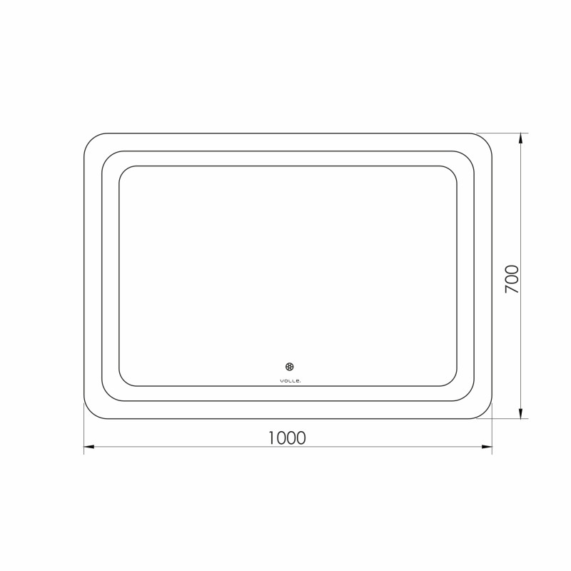 VOLLE LUNA TANGA дзеркало підвісне прямокутне 100*70см, з підсвічуванням по контуру, із сенсорним вимикачем, (1648.52121700)