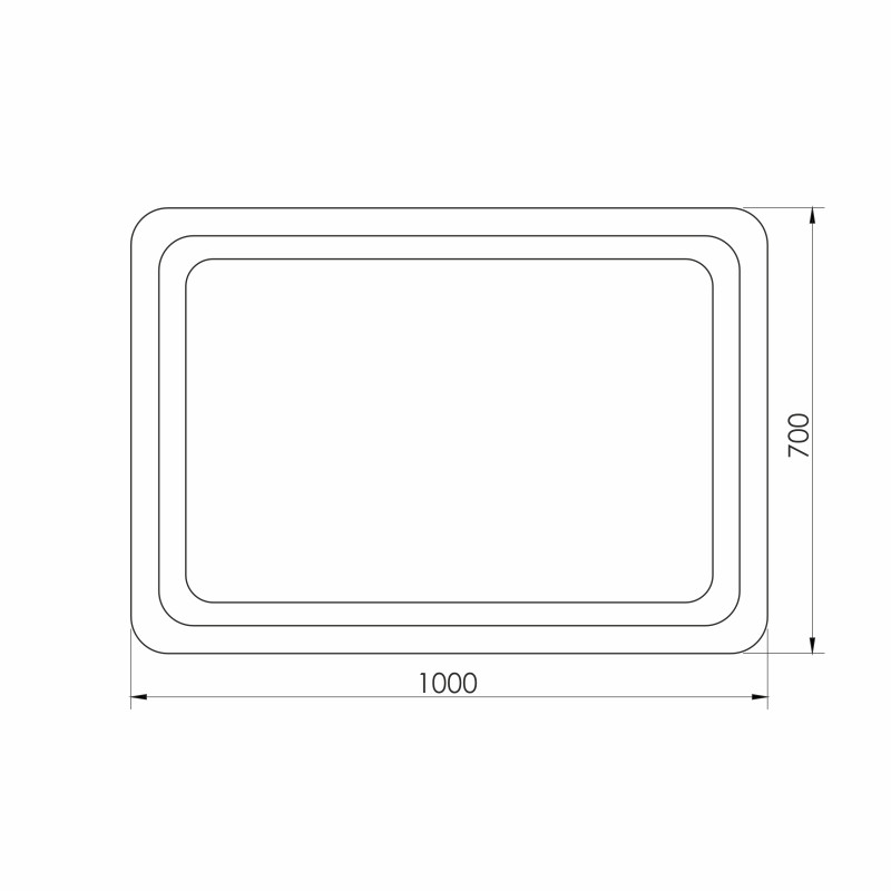 VOLLE LUNA TANGA зеркало подвесное прямоугольное 100*70см, с подсветкой по контуру с кнопочным выключателем, (1648.52111700)