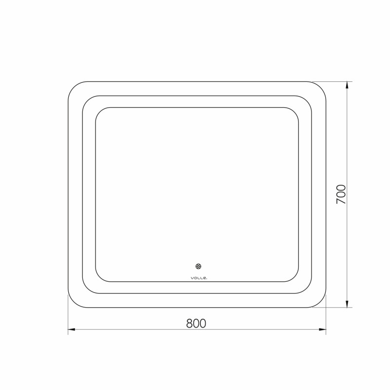 VOLLE LUNA TANGA зеркало подвесное прямоугольное 80*70см, с подсветкой по контуру, с сенсорным выключателем, (1648.52128700)