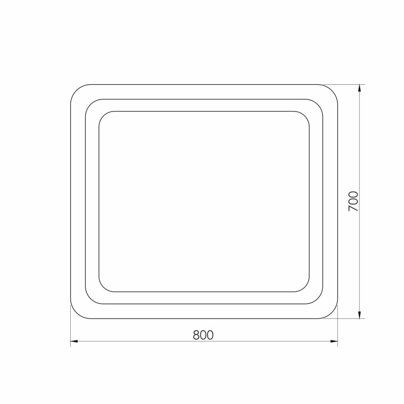 VOLLE LUNA TANGA зеркало подвесное прямоугольное 80*70см, с подсветкой по контуру, с кнопочным выключателем, (1648.52118700)