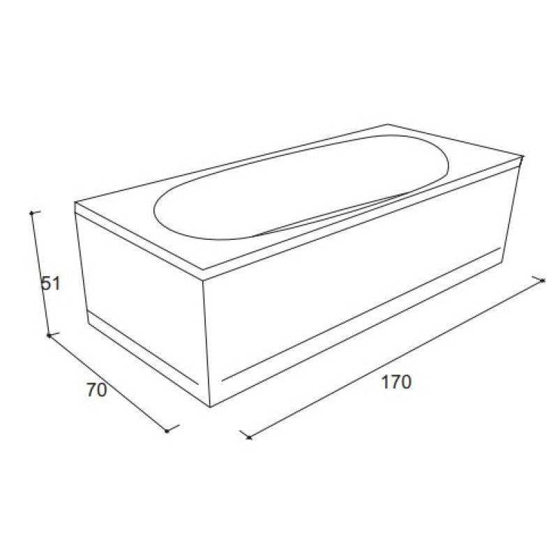 VOLLE AIVA NEO ванна 170*70см без ножек, акрил 5мм, (1229.001770)