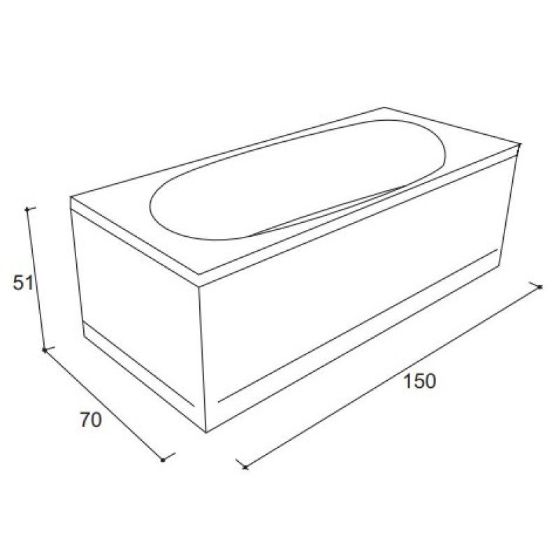 VOLLE AIVA NEO ванна 150*70см без ніжок, акрил 5мм, 
АИВА НЕО ванна 150*70см без ножек, акрил 5мм, (1229.001570)