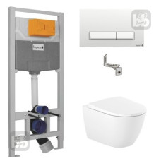 ROCA Набор инсталляционный: ONA Rimless унитаз подвесной с сиденьем + i8109 IMPRESE инсталляция для унитаза 3 в 1, в комплекте клавиша белая Pan, (A34H688000+i8109)