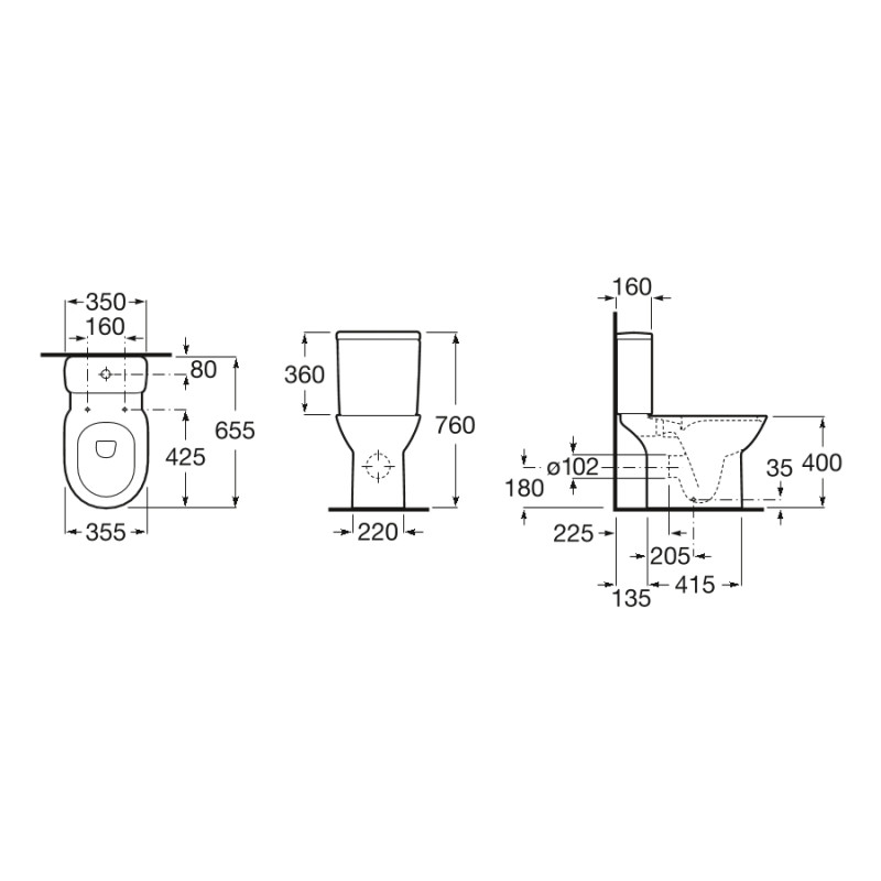 ROCA DEBBA Round унiтаз пiдлоговий Rimless, з сидiнням Slim дюропласт, (A34D995000)