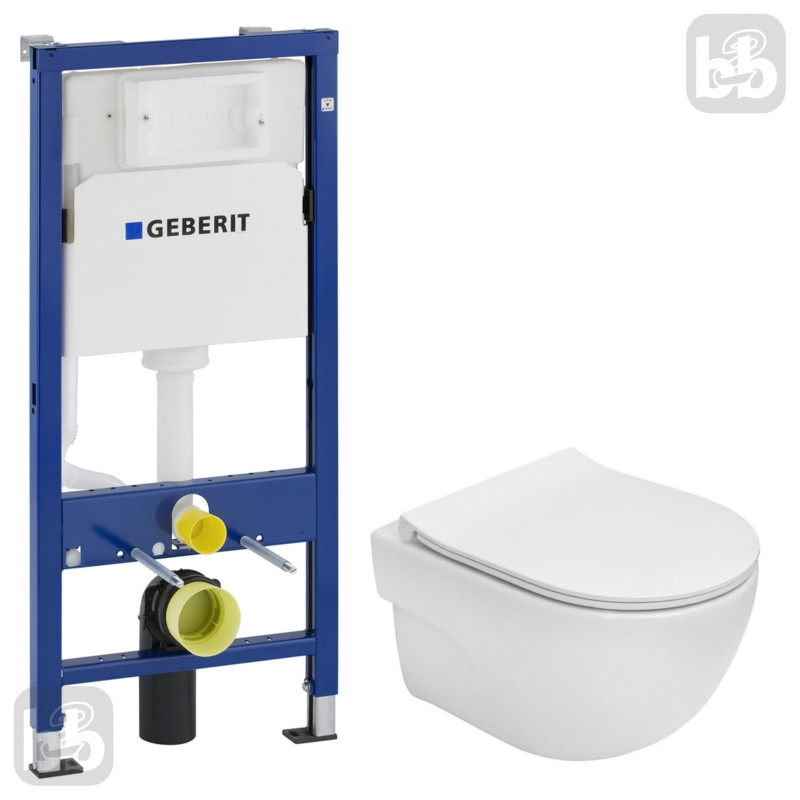 ROCA Комплект: MERIDIAN Rimless унитаз подвесной 48см, с сиденьем Slim, slow closing + DUOFIX Basic монтажный элемент с бачком, без клавиши, с траверсой, (A34H242000+458.103.00.1)