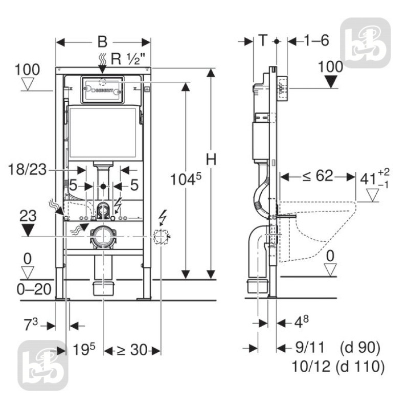 ROCA Комплект: MERIDIAN Rimless унитаз подвесной 48см, с сиденьем Slim, slow closing + DUOFIX Basic монтажный элемент с бачком, без клавиши, с траверсой, (A34H242000+458.103.00.1)