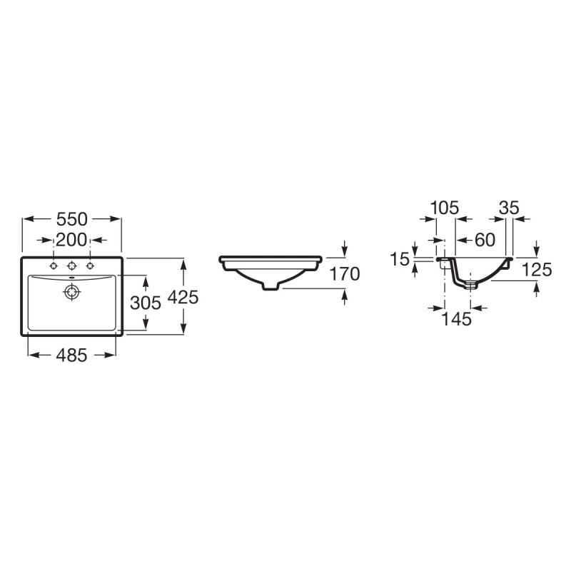 ROCA ДИВЕРТА умывальник 55 см, (A327116000)