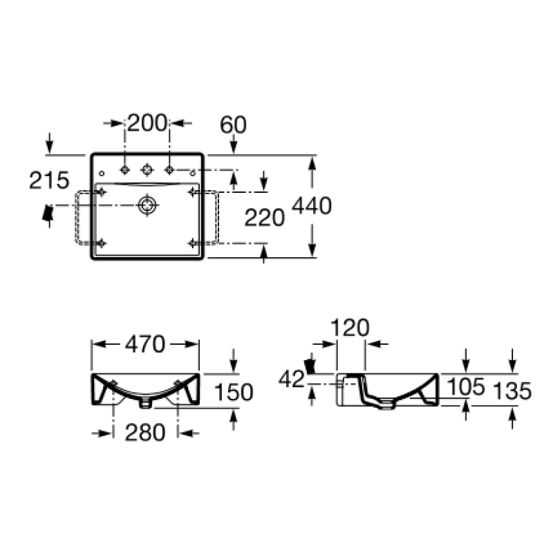 ROCA ДИВЕРТА умывальник 47*44см, (A327111000)