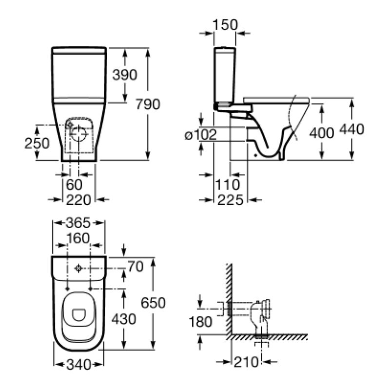 ROCA GAP компакт в комплекті: унітаз, бачек 3/4,5, сидіння slow-closing, (A34947800W)