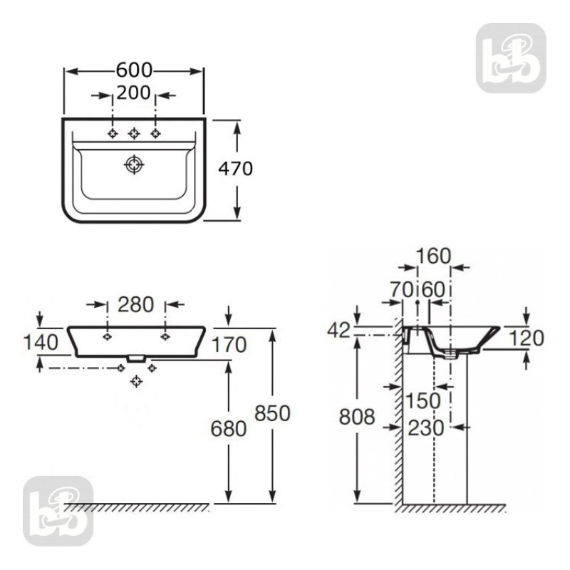 ROCA Gap умивальник 65x47 см, (A327473000)
