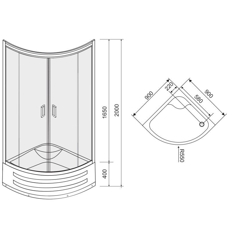 EGER MAGRIT Душова кабіна 90*90*200см, на глибокому піддоні, профіль хром, скло тоноване 4мм, 
(MAGRIT Душевая кабина 90*90*200см, на глубоком поддоне, профиль хром, стекло тонированное 4мм, ) (599-587)