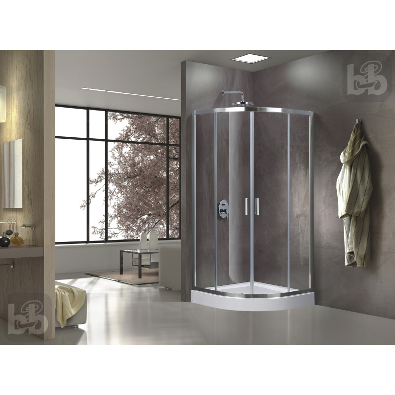 EGER Душова кабіна кутова 90*90*190см, без піддону, профiль хром, скло прозоре, (EA-001)
