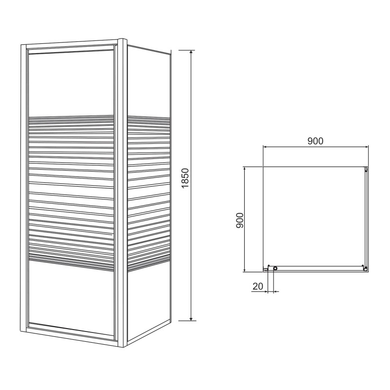 EGER FRIDA душевая кабина 90*90*185см (стекло+двери), профиль белый, стекло Frizek, (599-151/1)