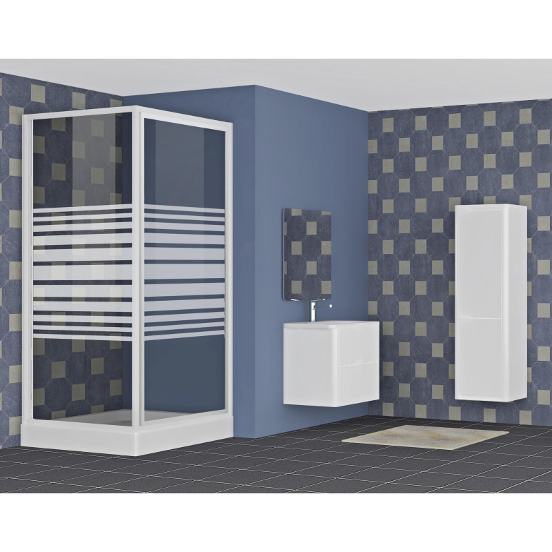 EGER FRIDA душевая кабина 90*90*200см, на мелком поддоне 15см, профиль белый, стекло Frizek, (599-151-15)