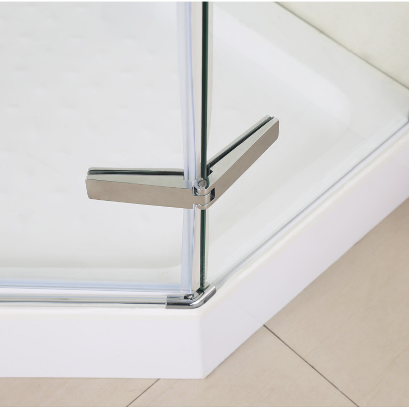 EGER STEFANI душевая кабина 90*90*205см пятиугольная на мелком поддоне 15см, распашная, стекло прозрачное, (599-535 (3 коробки))