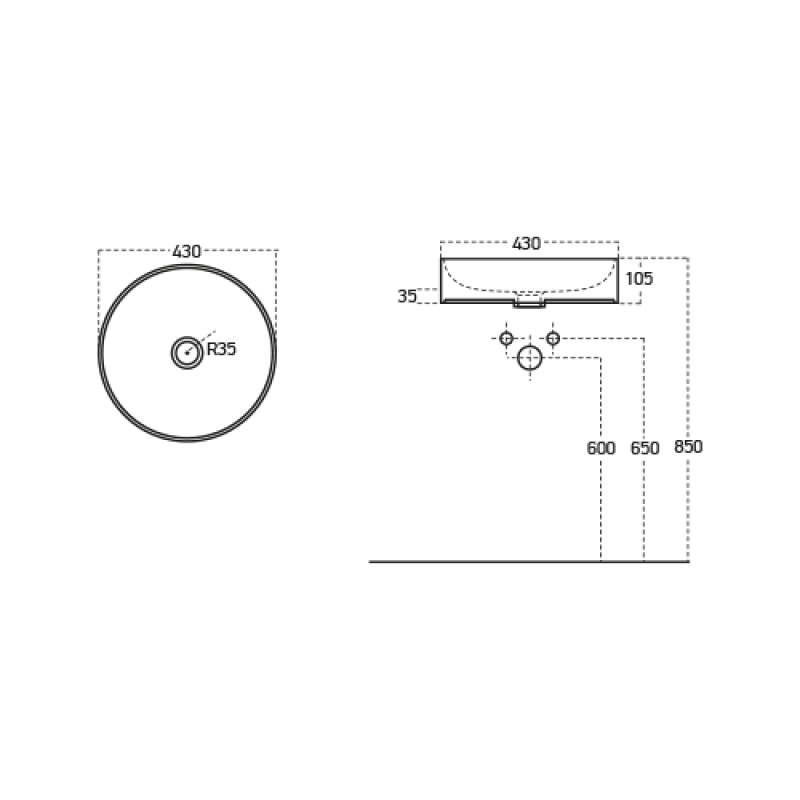 VOLLE умивальник круглий 43*43*10,5 см, помаранчевий, (13-40-455Orange)
