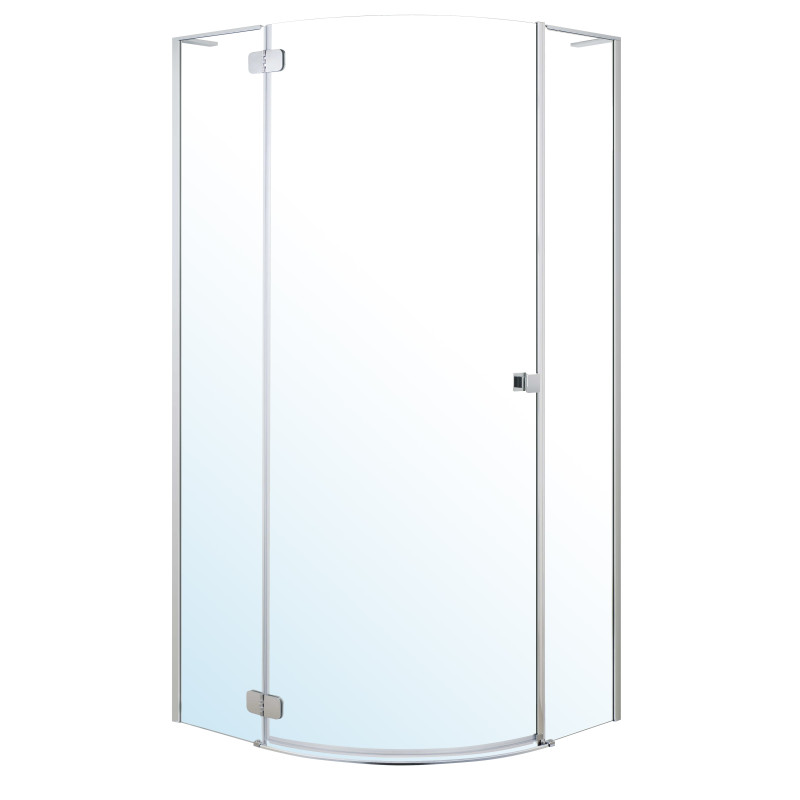 VOLLE BENITA Left душова кабіна 90*90*190см напівкругла, розпашна, профіль cromo, скло прозоре 8 мм, без піддону, (1017.114600L(2 коробки))